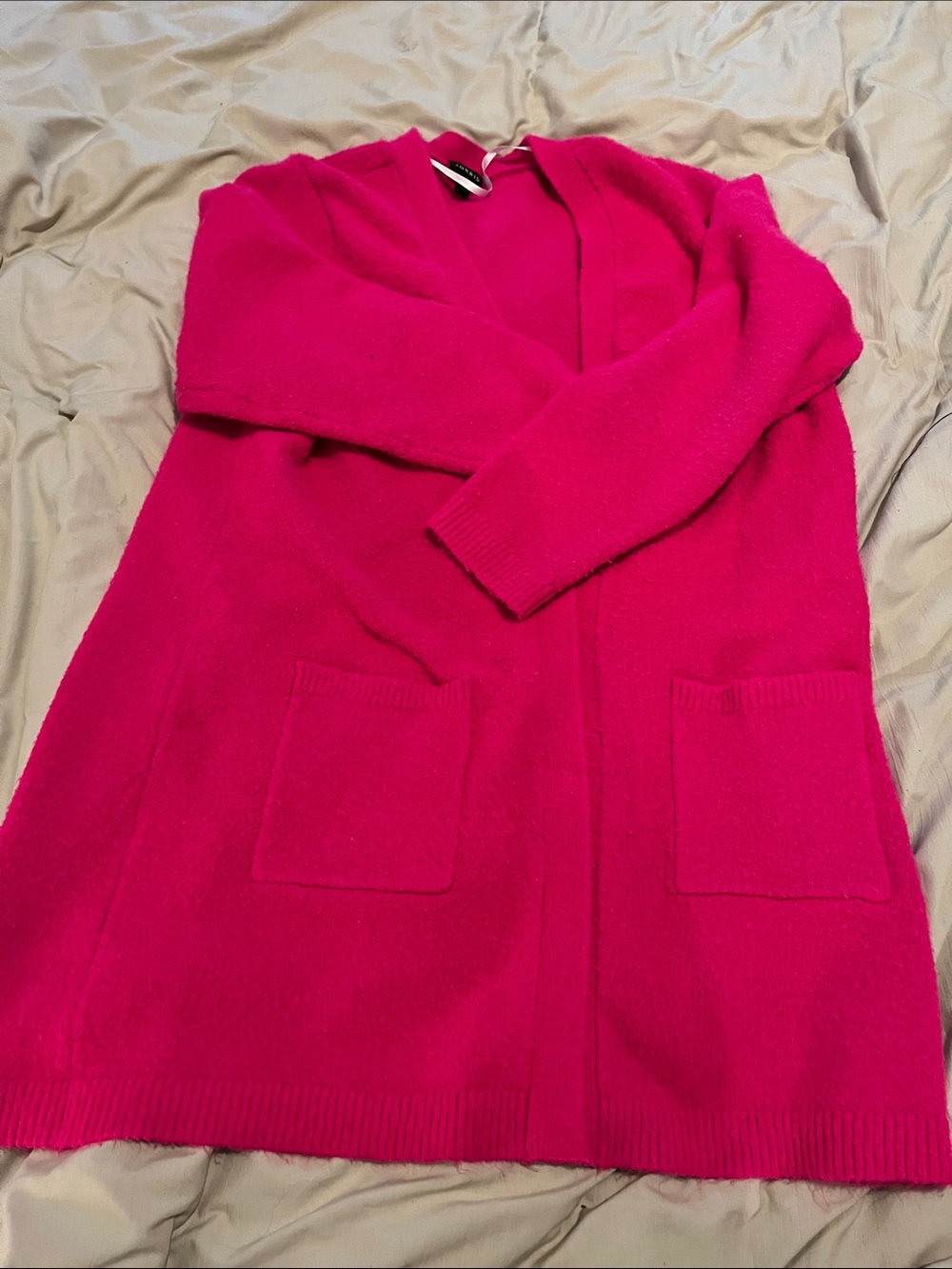 Women’s Open-Front Cardigan Sweater - Hot Pink - Longer Length